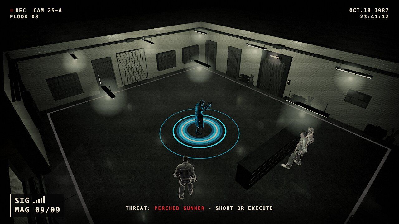 The lift lobby before the tracer pass: flat walls and no contact shadows.
